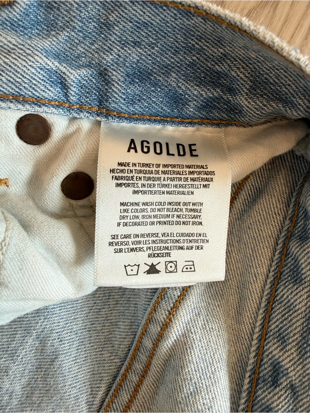 Agolde High Rise Light Blue Button-Fly Denim Jeans - Picture 5 of 6